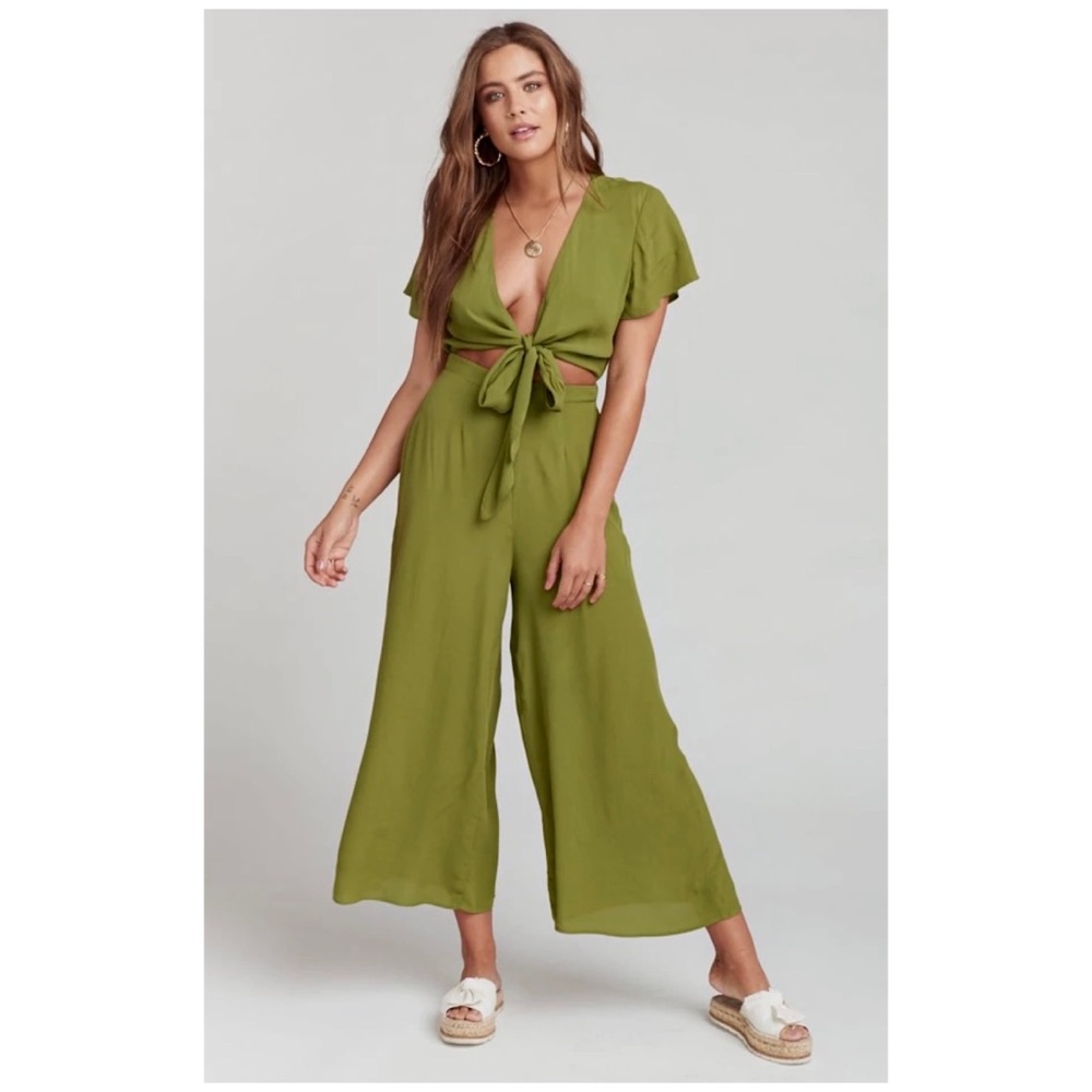 Show Me Your MuMu Olive Green Tie-Front Jumpsuit
